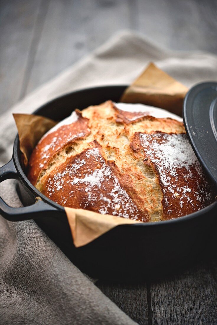 Bread cooked in a casserole dish