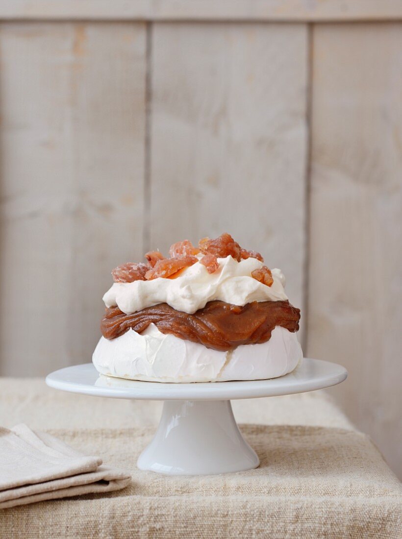 Chestnut cream and and candied chestnut crumb Pavlova