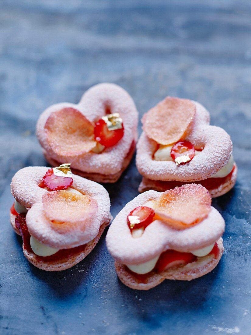 Heart-shaped macaroons