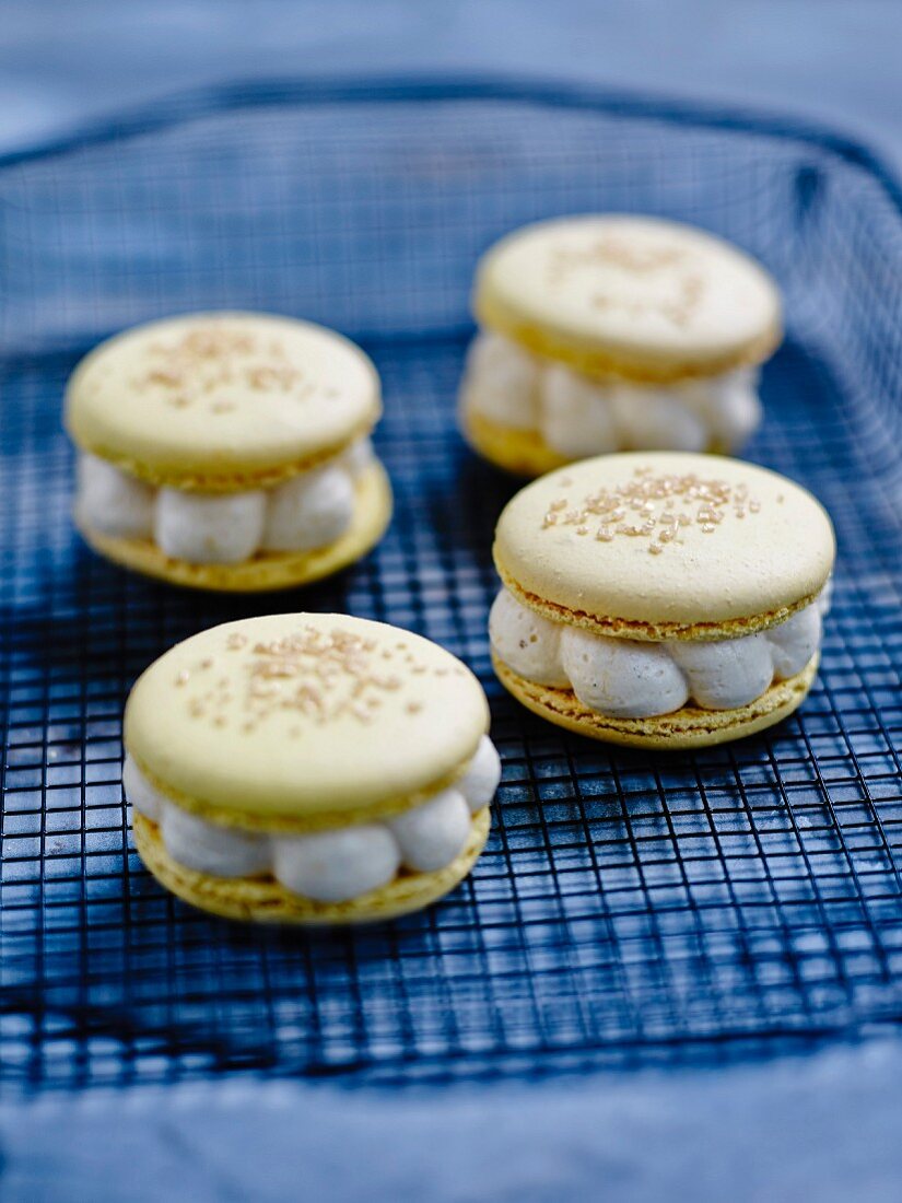 Macaroons with golden sprinkles