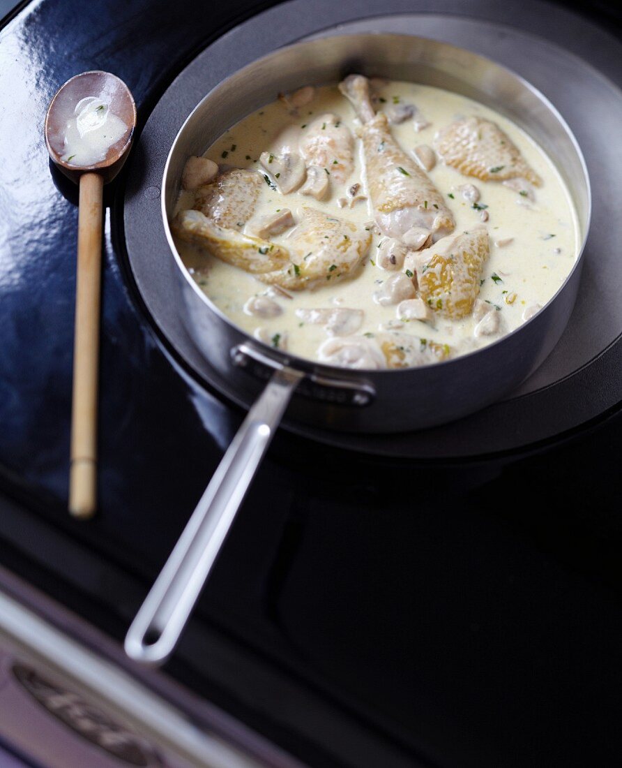 Hähnchen mit Champignons in Estragonsauce