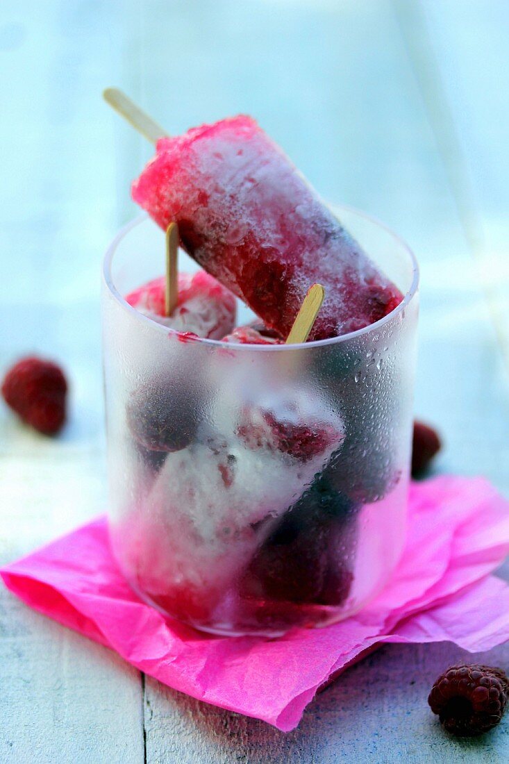 Homemade summer berry ice cream bars