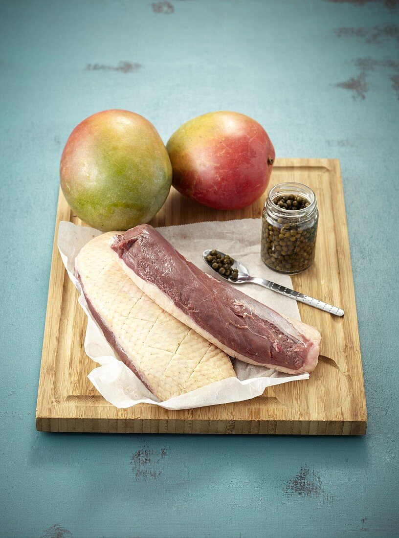 Ingredients for duck breast with mango