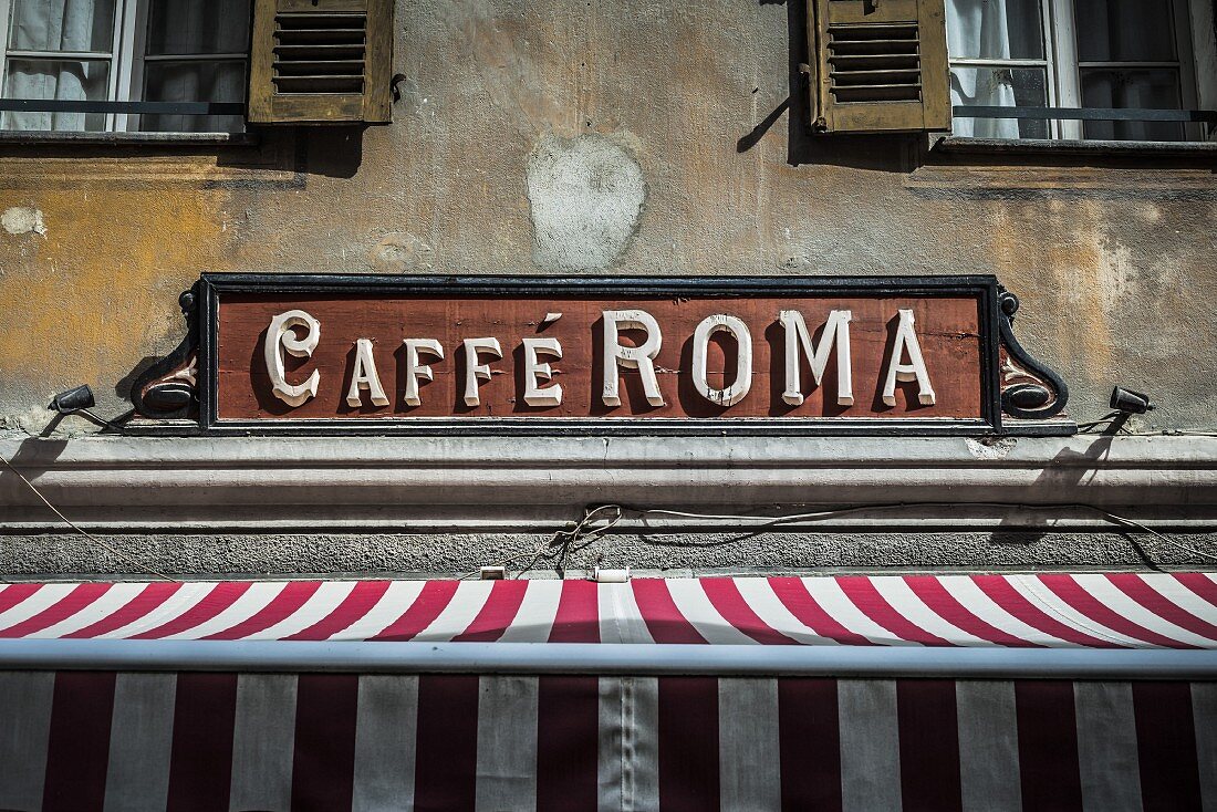 Coffee shop sign in Italian