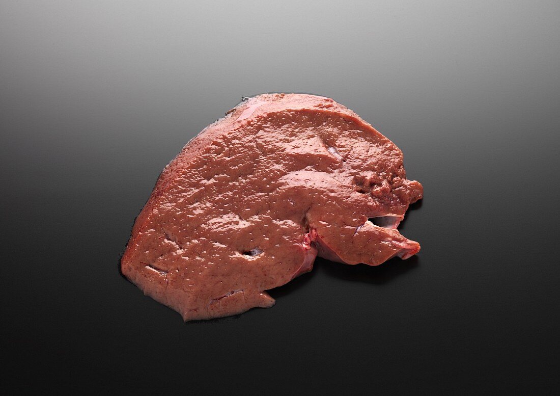 Slice of raw veal liver