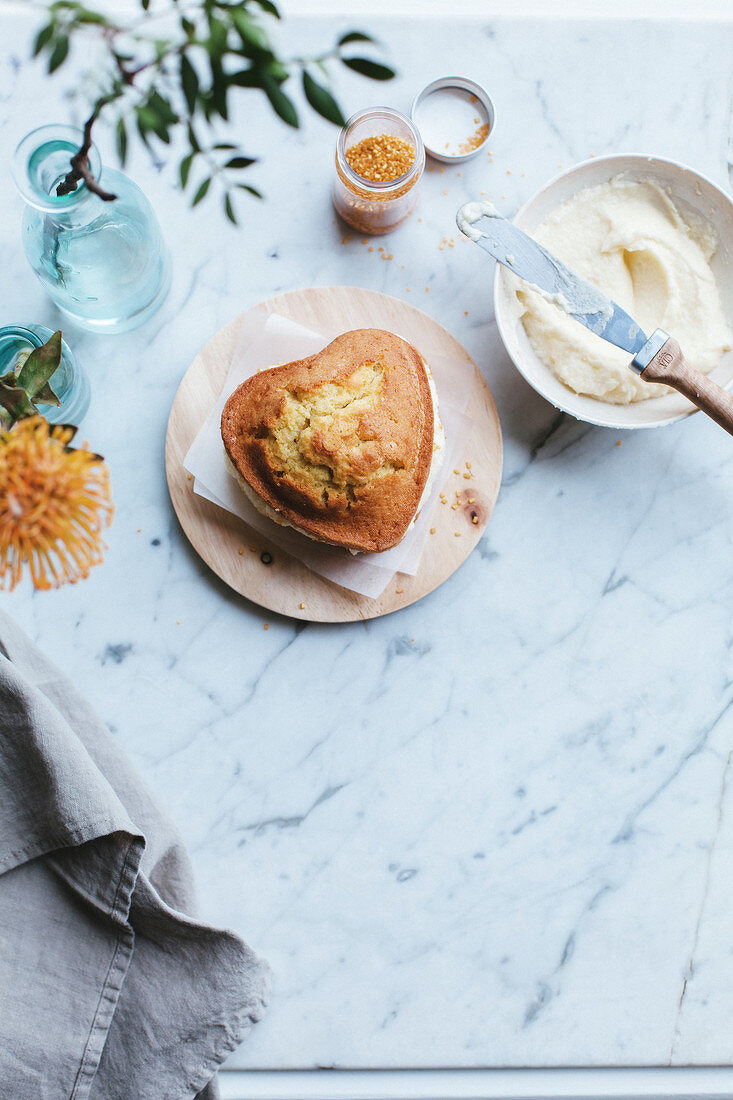 Saint Valentine heart cake with Champagne butter cream filling