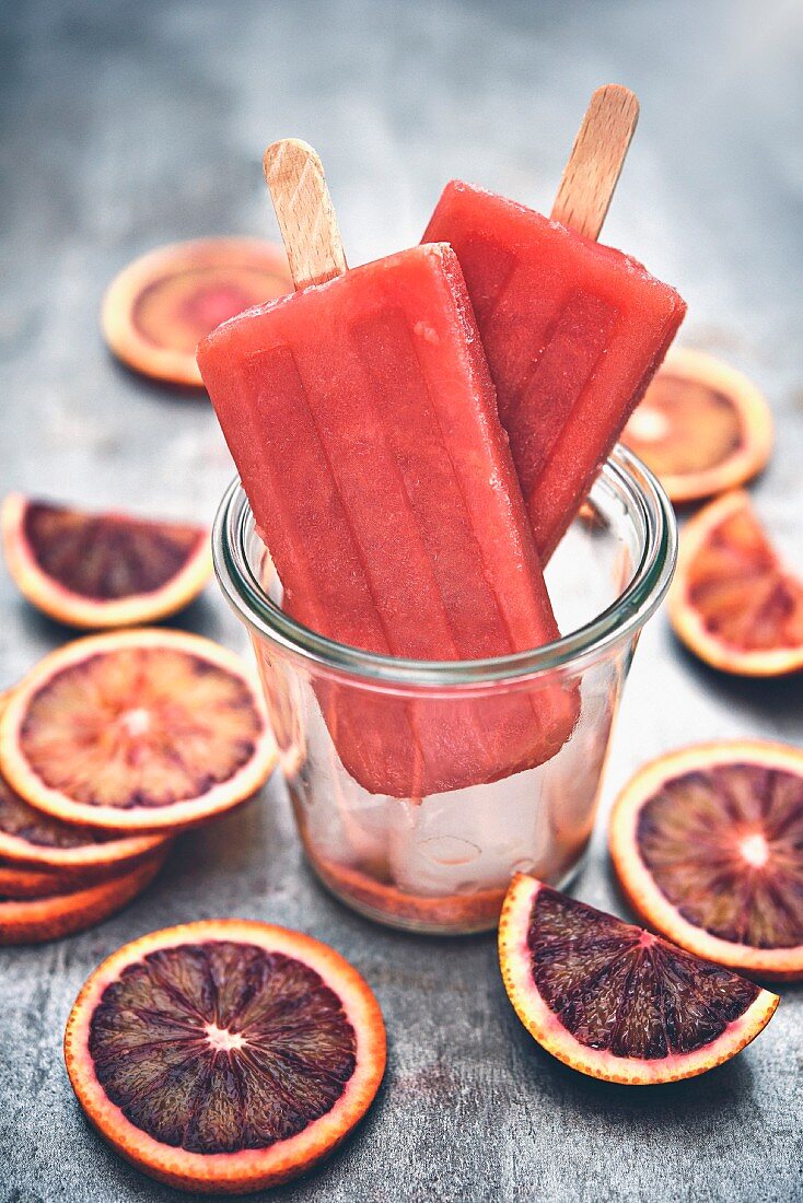Blood orange ice pops
