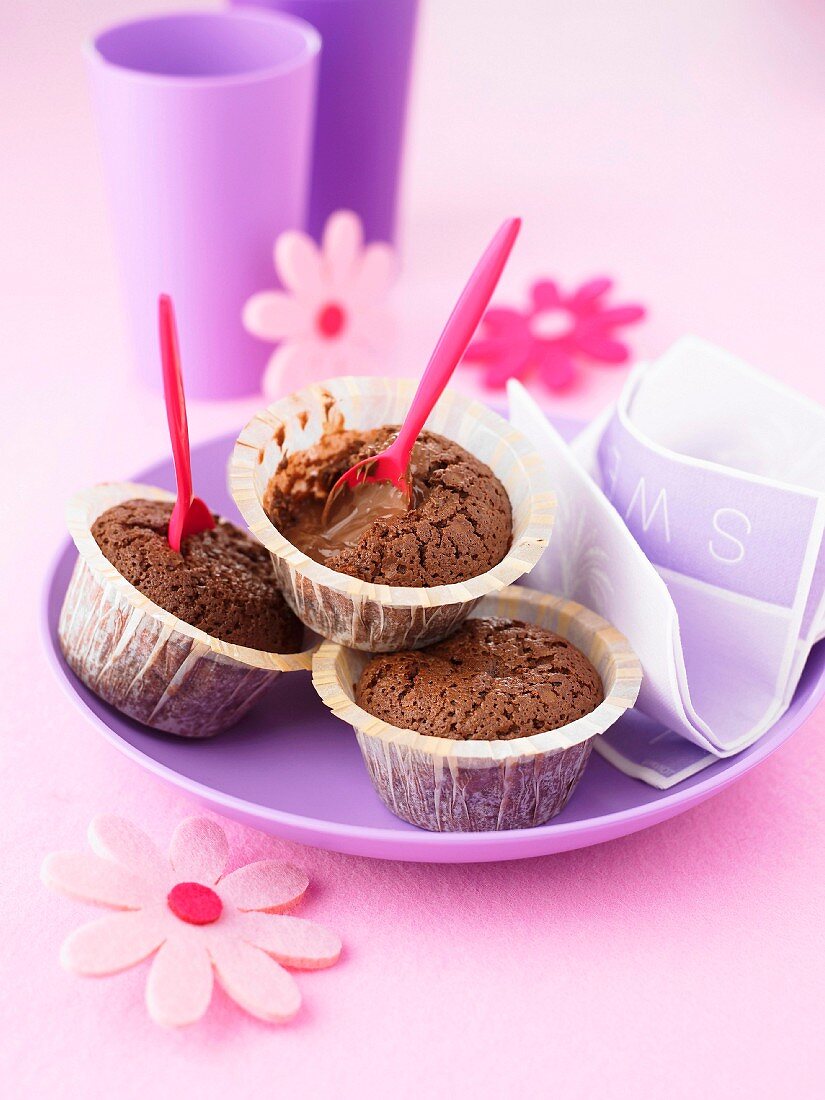 Chocolate cupcakes with Nutella center