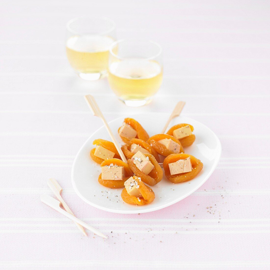 Dried apricot and foie gras bites