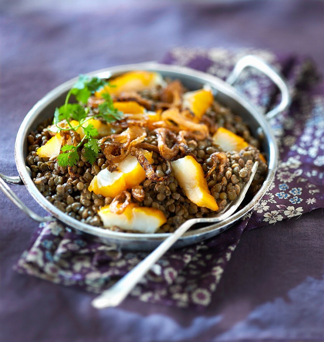 Lentil and haddock salad