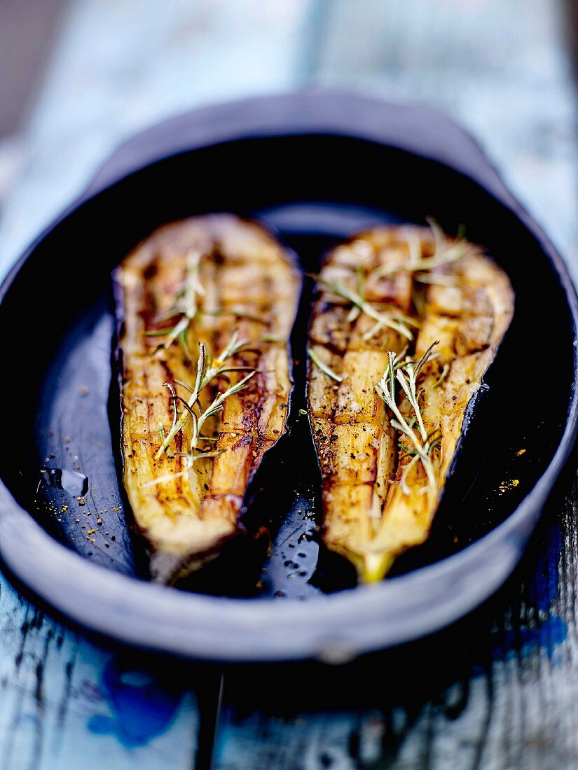 Roasted aubergines with rosemary