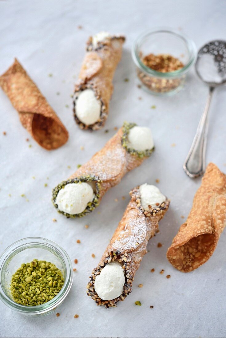 Sicilian crushed pistachio and hazelnut Cannoli