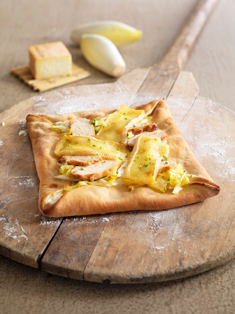 Chicory and Maroilles cheese square pizza