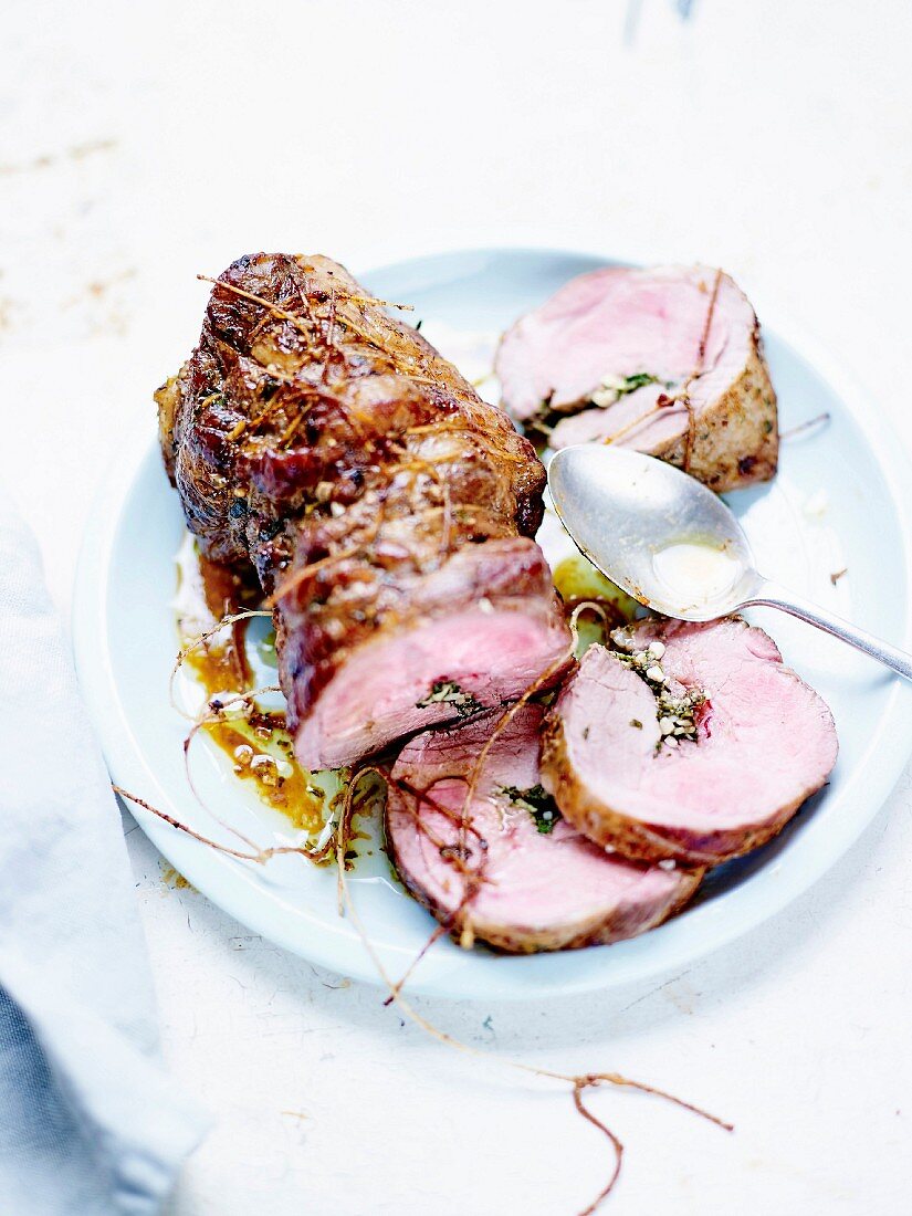 Pork fillet with herb pesto