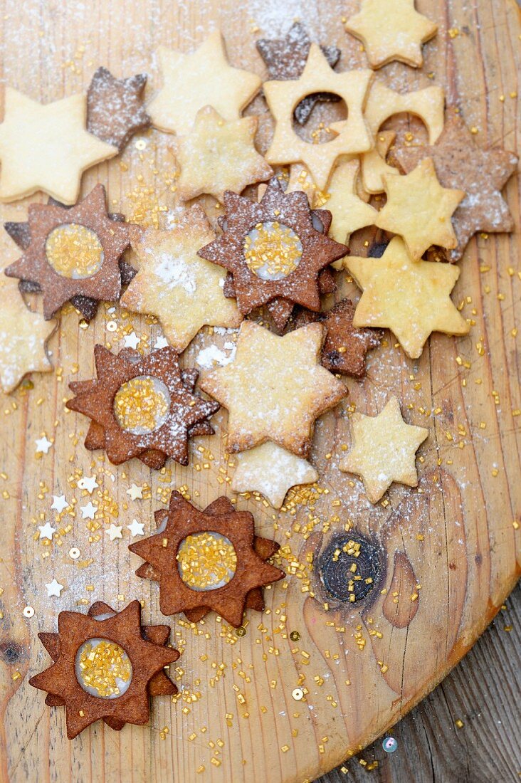 Golden glitter sugar Christmas cookies