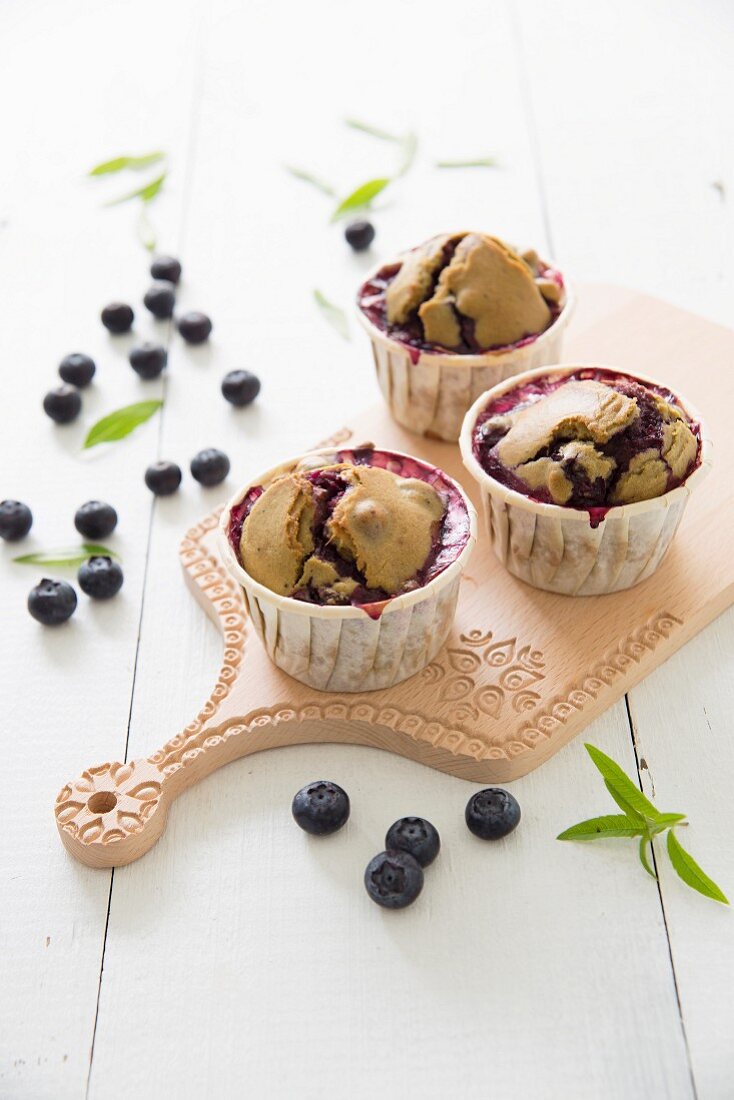 Blueberry and Matcha tea muffins