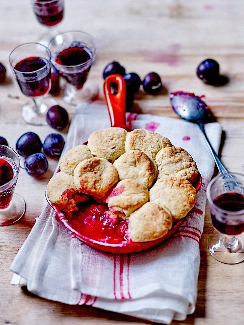 Plum cobbler