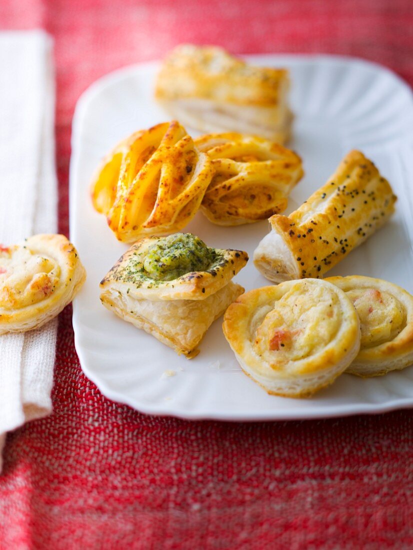 Assortment of puff pastry appetizers
