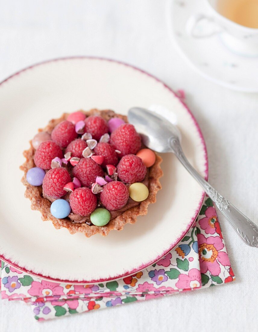 Raspberry and Smarties tartlets