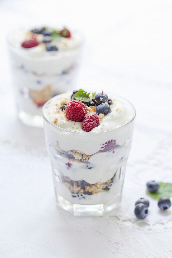 Whipped cream and summer fruit dessert