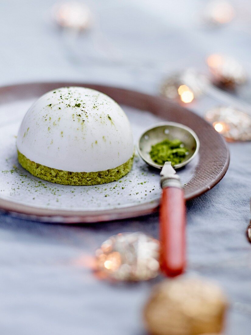 Matcha Financier and a gluten-free coconut and yuzu rice milk dome