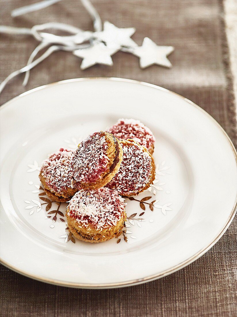 Biscuits with chocolate and coconut filling