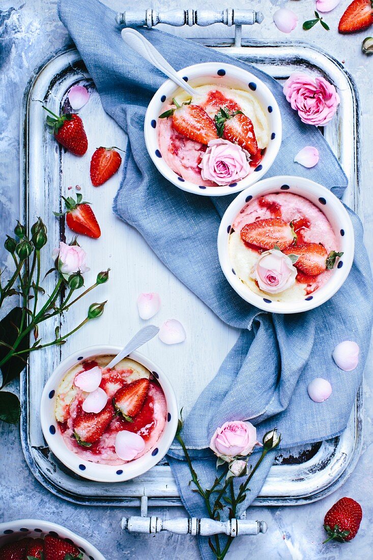 Frozen Yogurt mit Erdbeeren