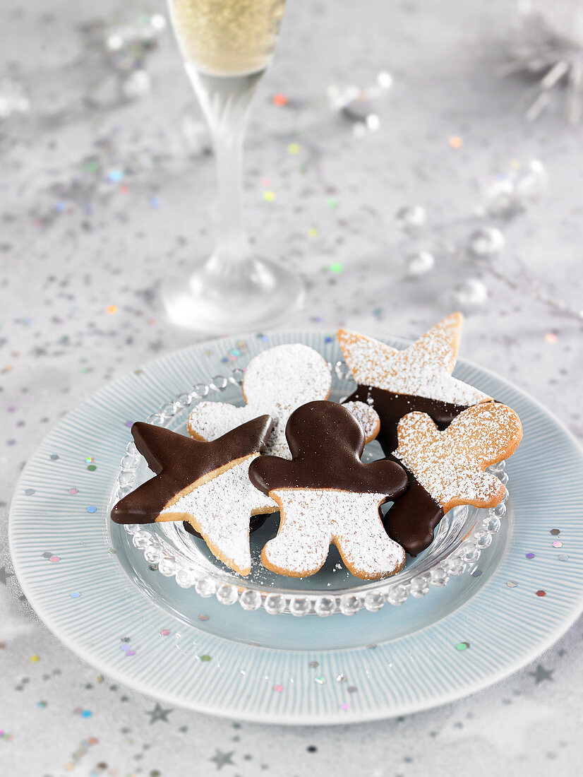 Christmas ginger shortbreads half dipped in chocolate