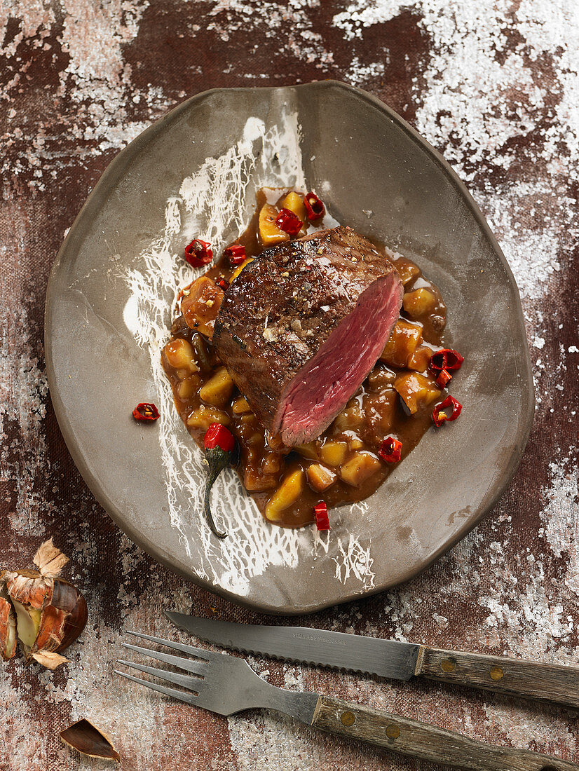 Rinderfilet mit Kastaniensauce