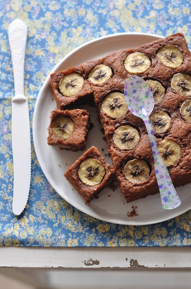 Bananen-Schoko-Kuchen, angeschnitten