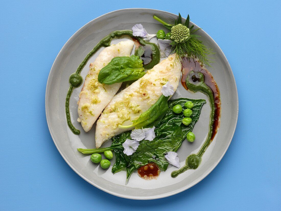 John Dory fillets with greens