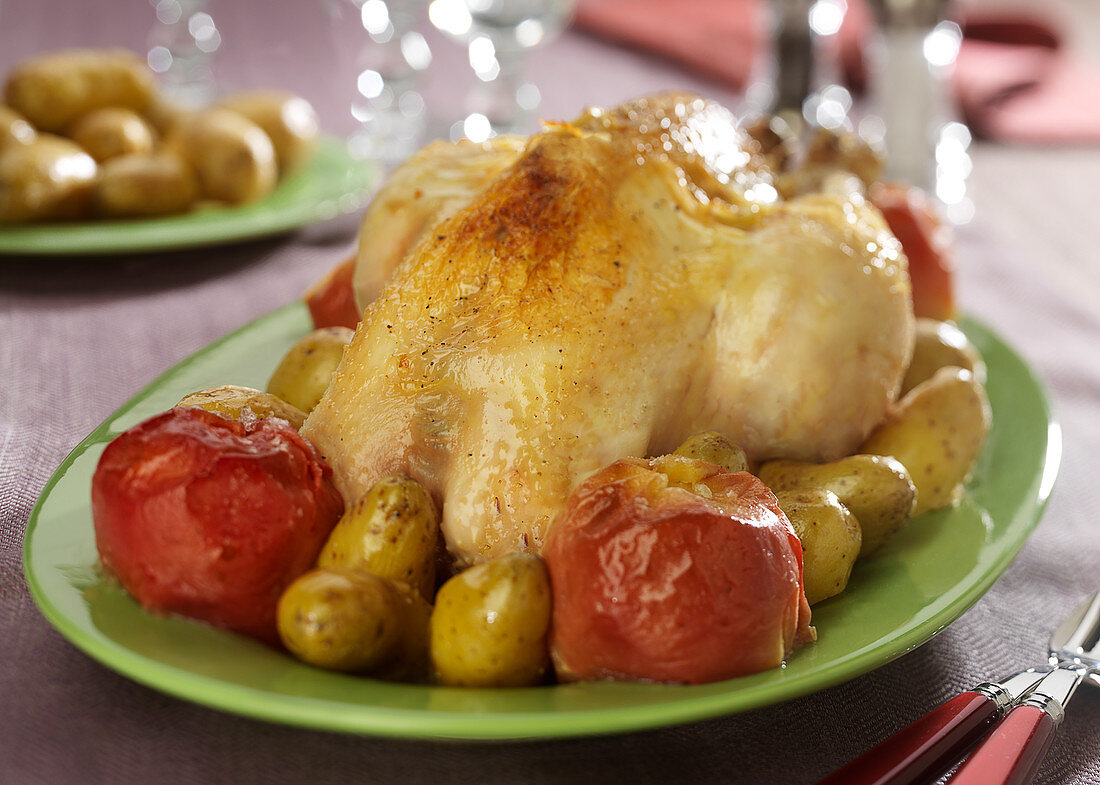 Roast Chicken with Two Apples