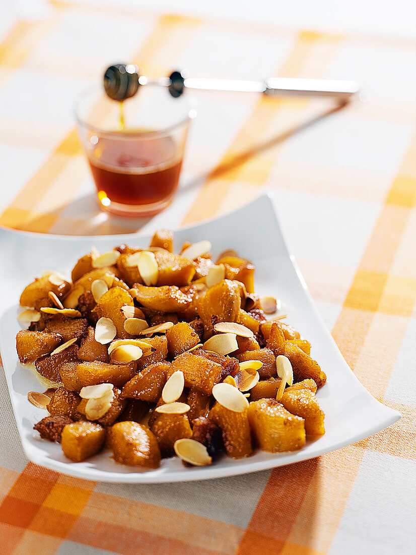 Glazed rutabaga with honey and almonds