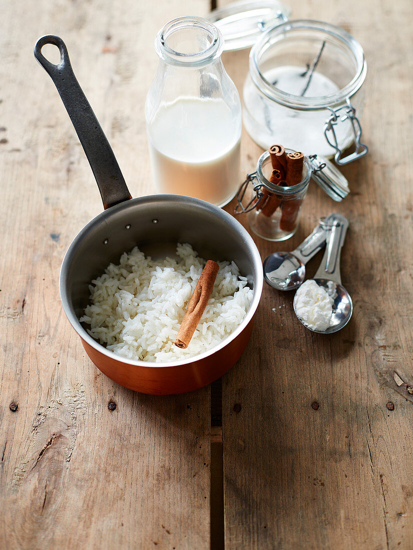 Ingredients for Rice pudding with cinnamon