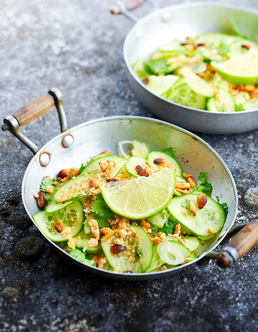 Cucumber, dried shrimp and grilled pine nut salad