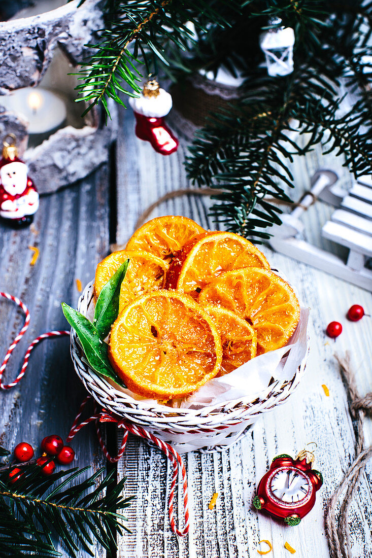 Ofengebackene Mandarinenscheiben zu Weihnachten