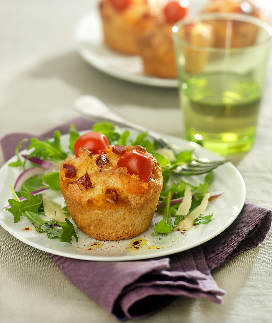 Cherry tomato and chorizo savoury muffins