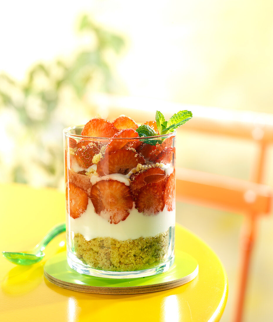 Breton Trifle-Style Dessert With Plougastel Strawberries,Fromage Blanc And Breton Shortbread Crumbs