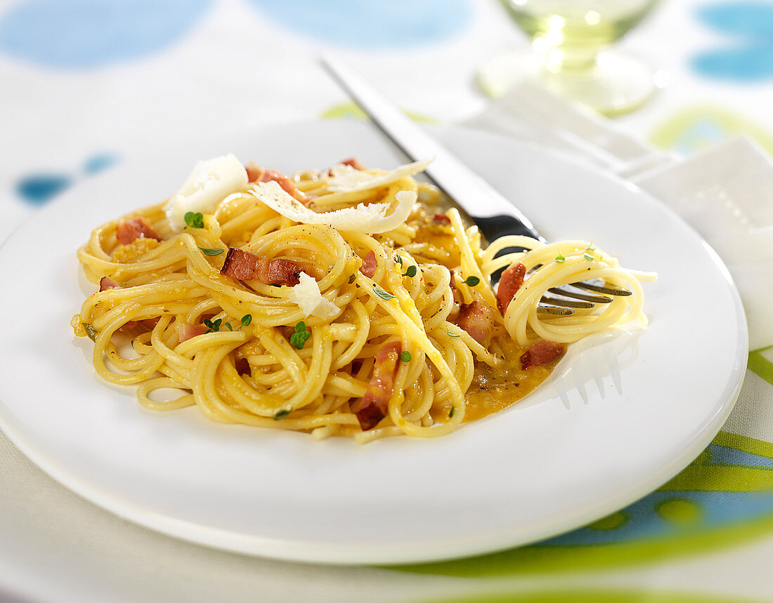 Spaghettis à la carbonara