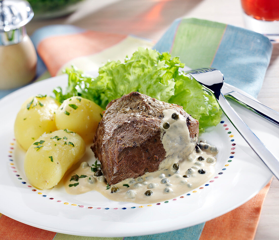 Rindersteak mit grünem Pfeffer