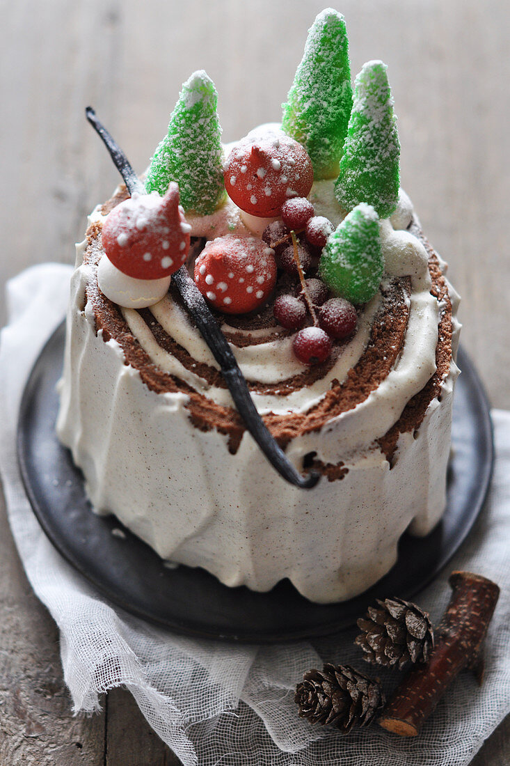 Chocolate and cream New Years cake