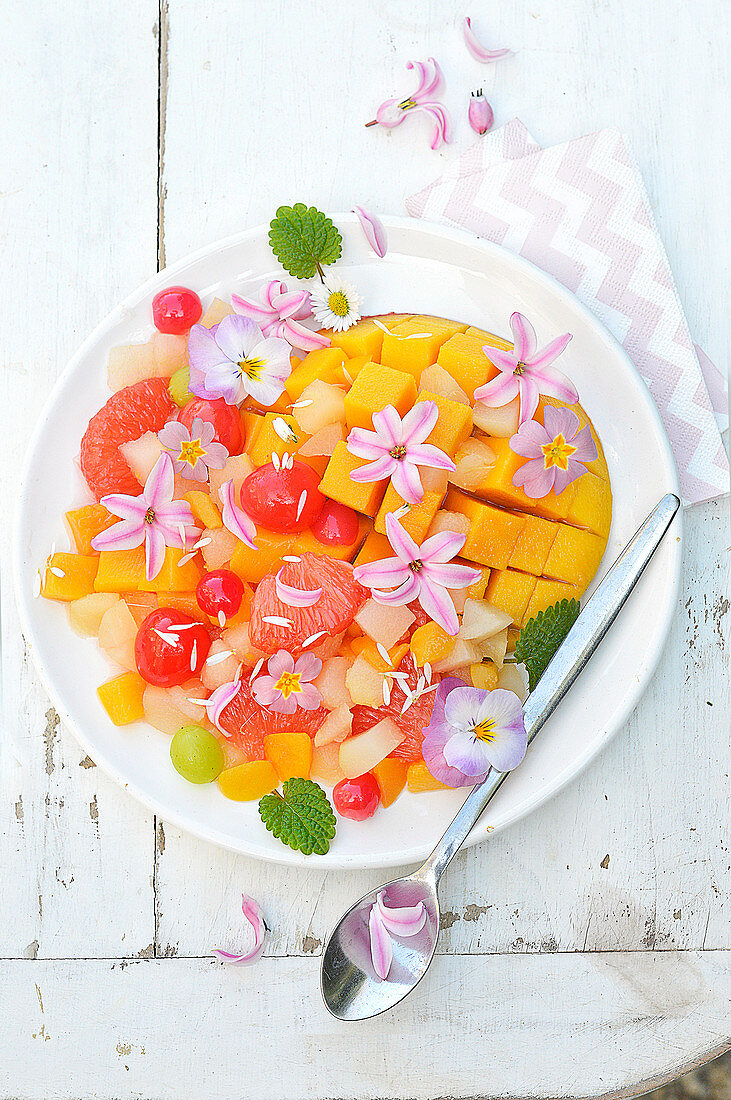 Fruit and flower salad