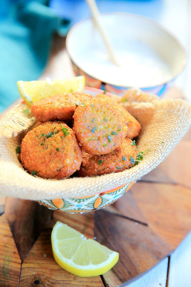 Orange lentil fritters