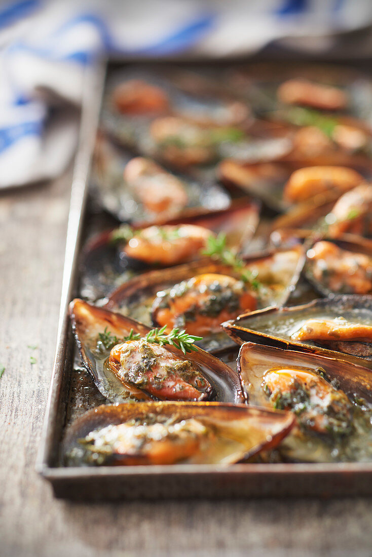 Barbecued Mussels with Seaweed Butter and Breton Pastis