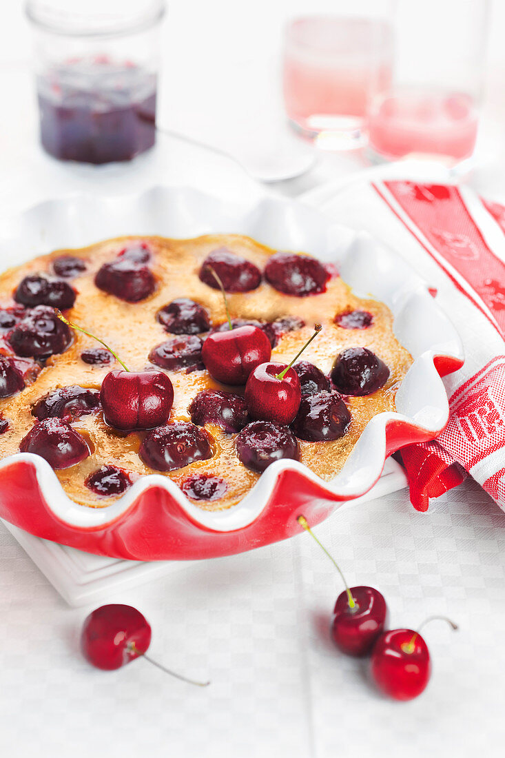 Griotte cherry batter pudding