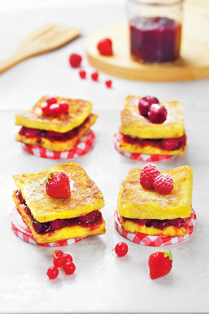 Brioche french toast with red fruit jam
