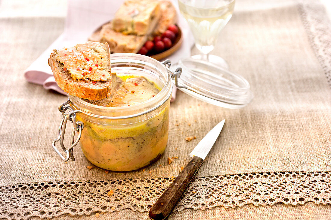 Jar of foie gras terrine