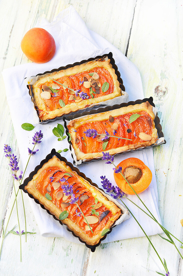 Apricot,grilled almond and lavender pies