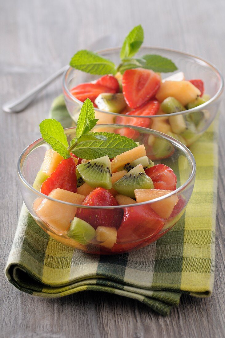 Fresh fruit salad with mint