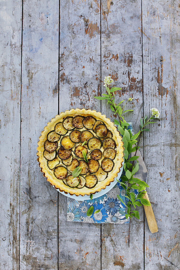 Griiled courgette quiche